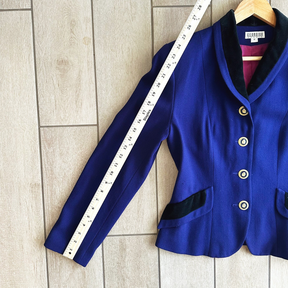 VTG Georgiou Studio Worsted Wool Blazer Womens 10 Preppy Old Money Equestrian - Picture 9 of 9